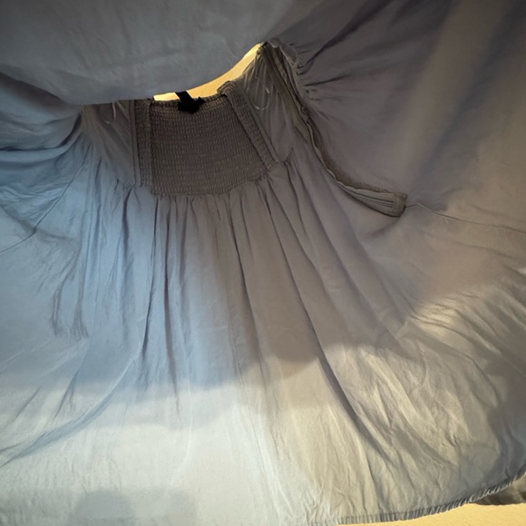 Aqua Strapless Mini Dress Linen Blend Large - Picture 8 of 13